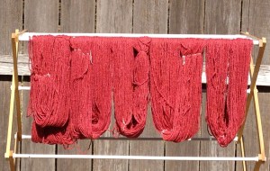 skeins hand dyed with Brazilwood