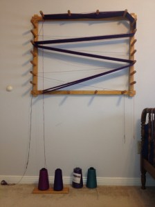 Warping Board with warp for towels
