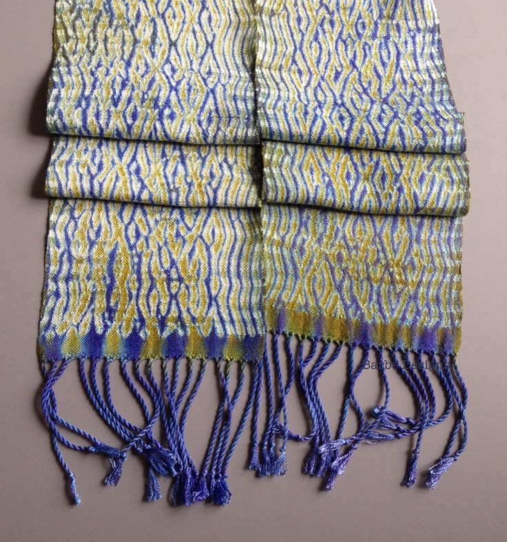 Hand woven  Shibori scarf  Blues 2014